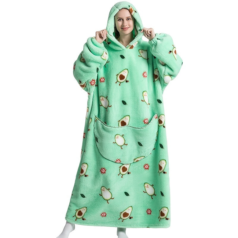 Wearable Blanket Hoodie Oversized Plush Fleece Panda Sweatshirt With Pocket
