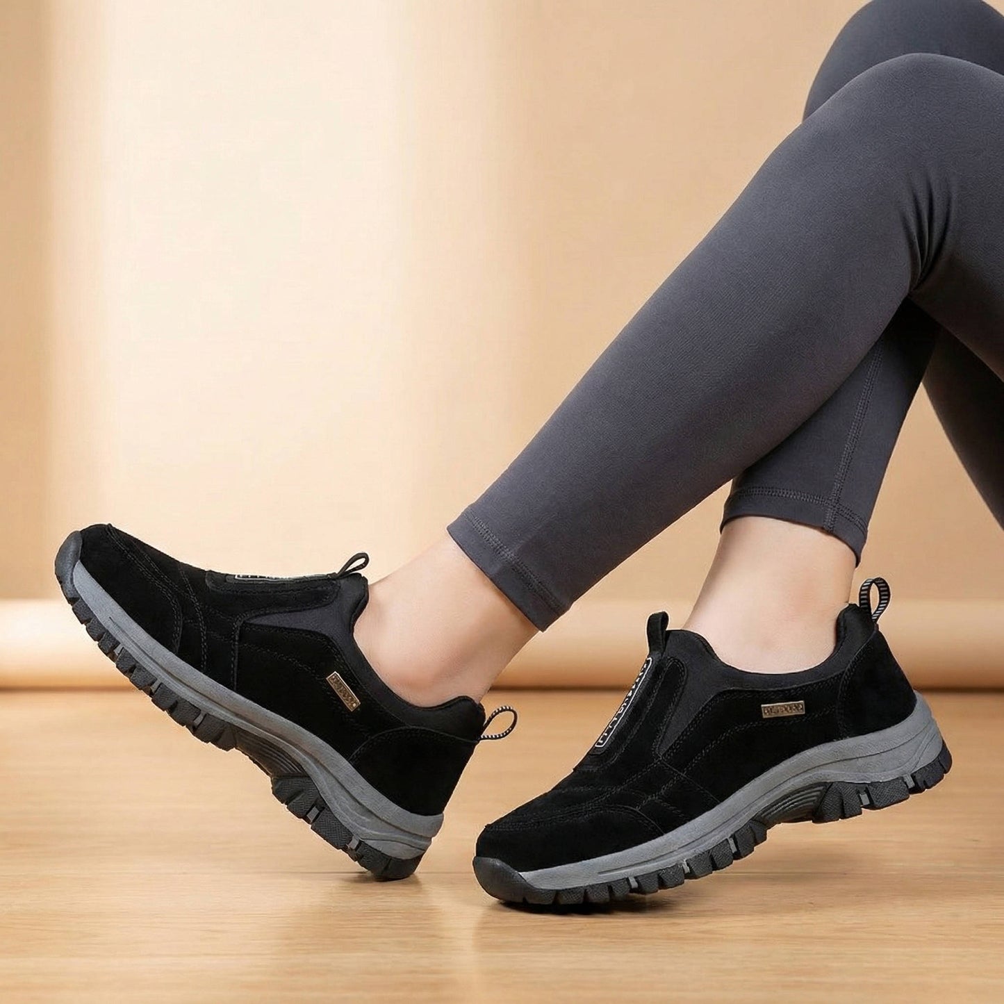 Wide Toe Box Walking Shoes for Women with Arch Design and Slip On Style