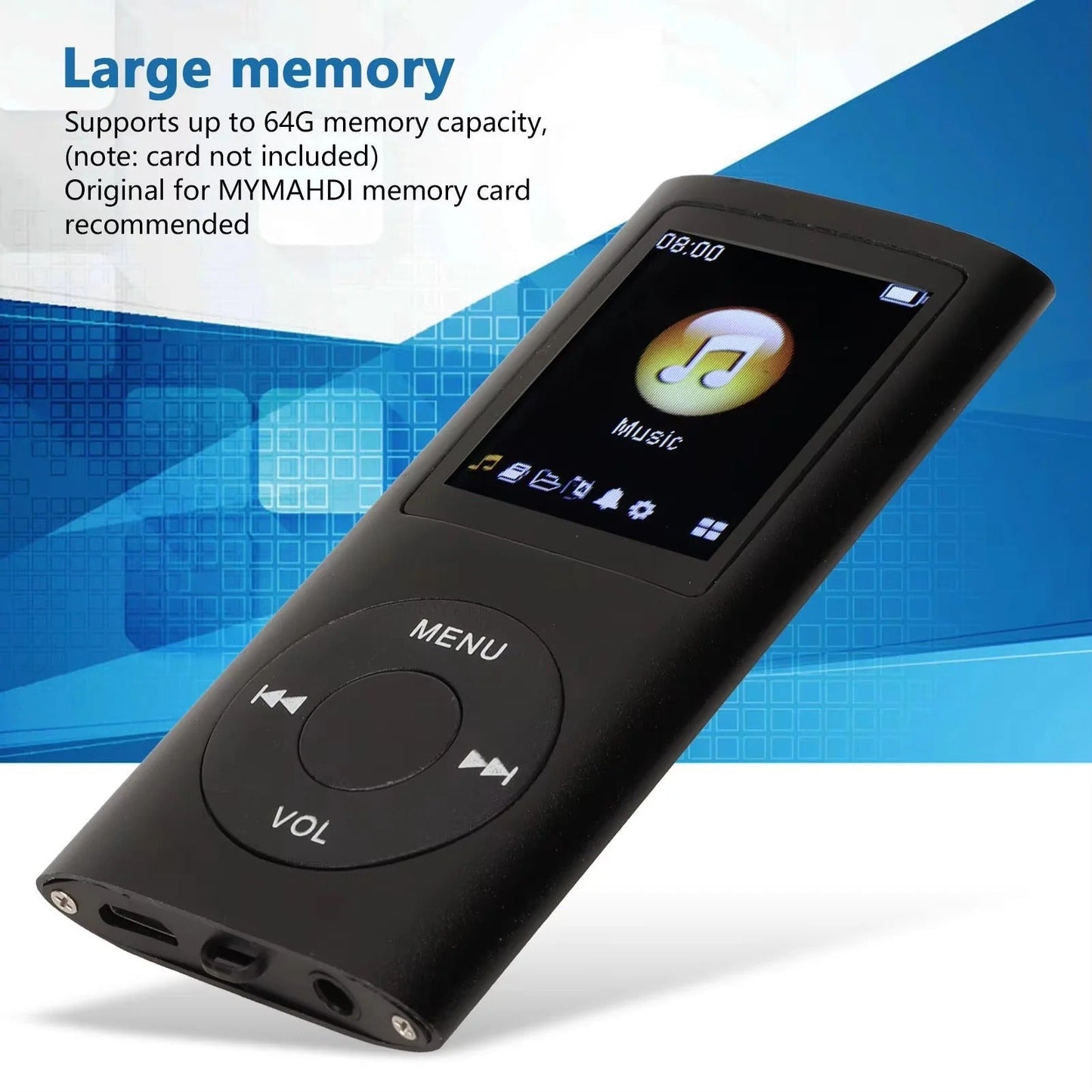 Portable MP3 Player with Lossless Audio and 1.8 Inch LCD Screen, Extended Battery Life
