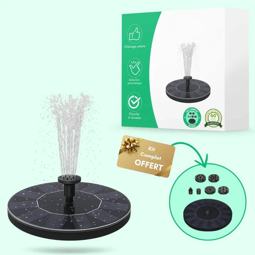 Floating Solar Water Fountain with Automatic Sun Activation and Oxygenation