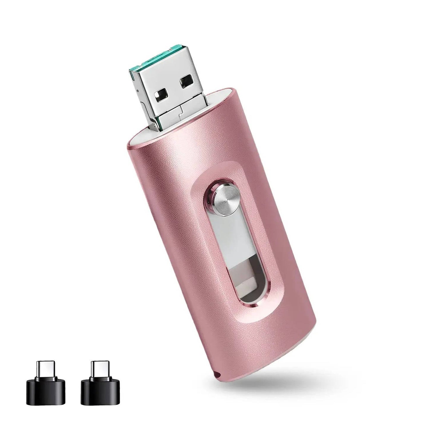 Multi Device Flash Drive with Triple Connectors and File Compression for Phones, Tablets, Computers
