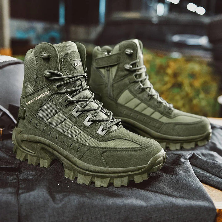 Durable Lace Up High Top Outdoor Combat Boots with Rugged Rubber Soles