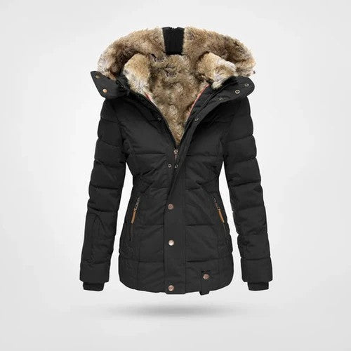 Thermal Parka Jacket with Plush Fleece Lining and Faux Fur Hood