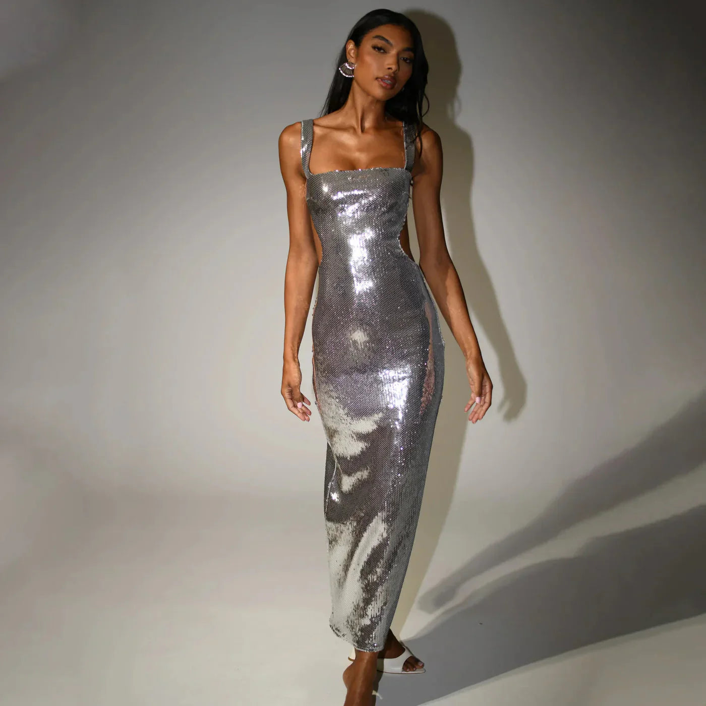 IRIS MAXI DRESS - PLATINUM GLITTER