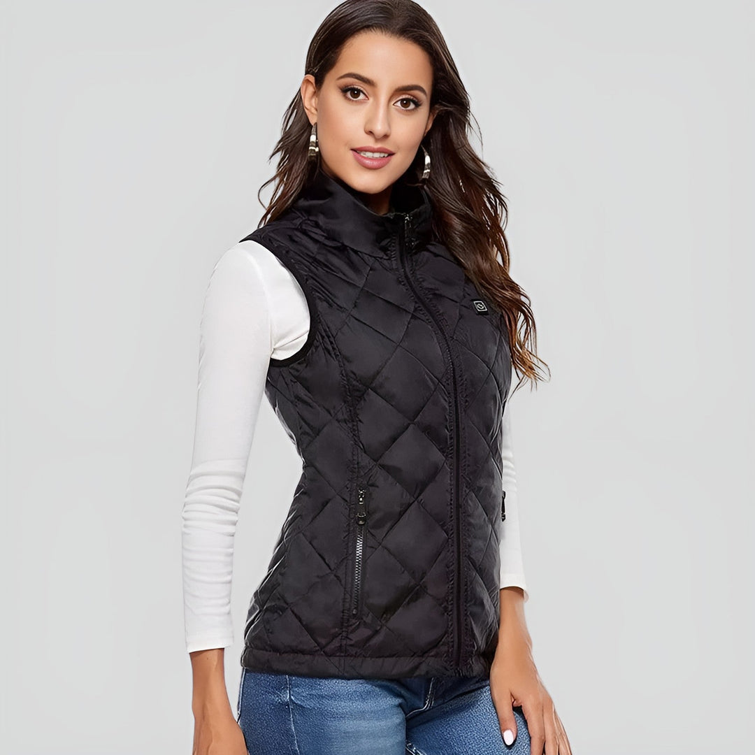 Women Electric Heated Vest with Nine Heating Zones and Dual Control Settings