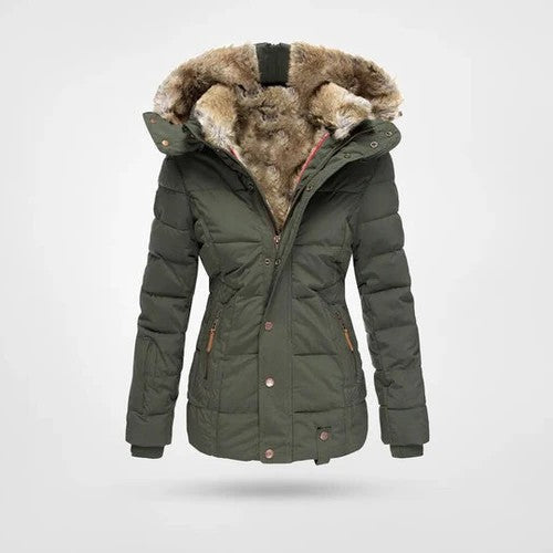 Thermal Parka Jacket with Plush Fleece Lining and Faux Fur Hood