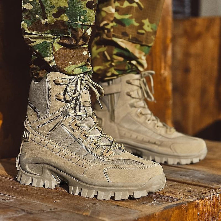 Durable Lace Up High Top Outdoor Combat Boots with Rugged Rubber Soles