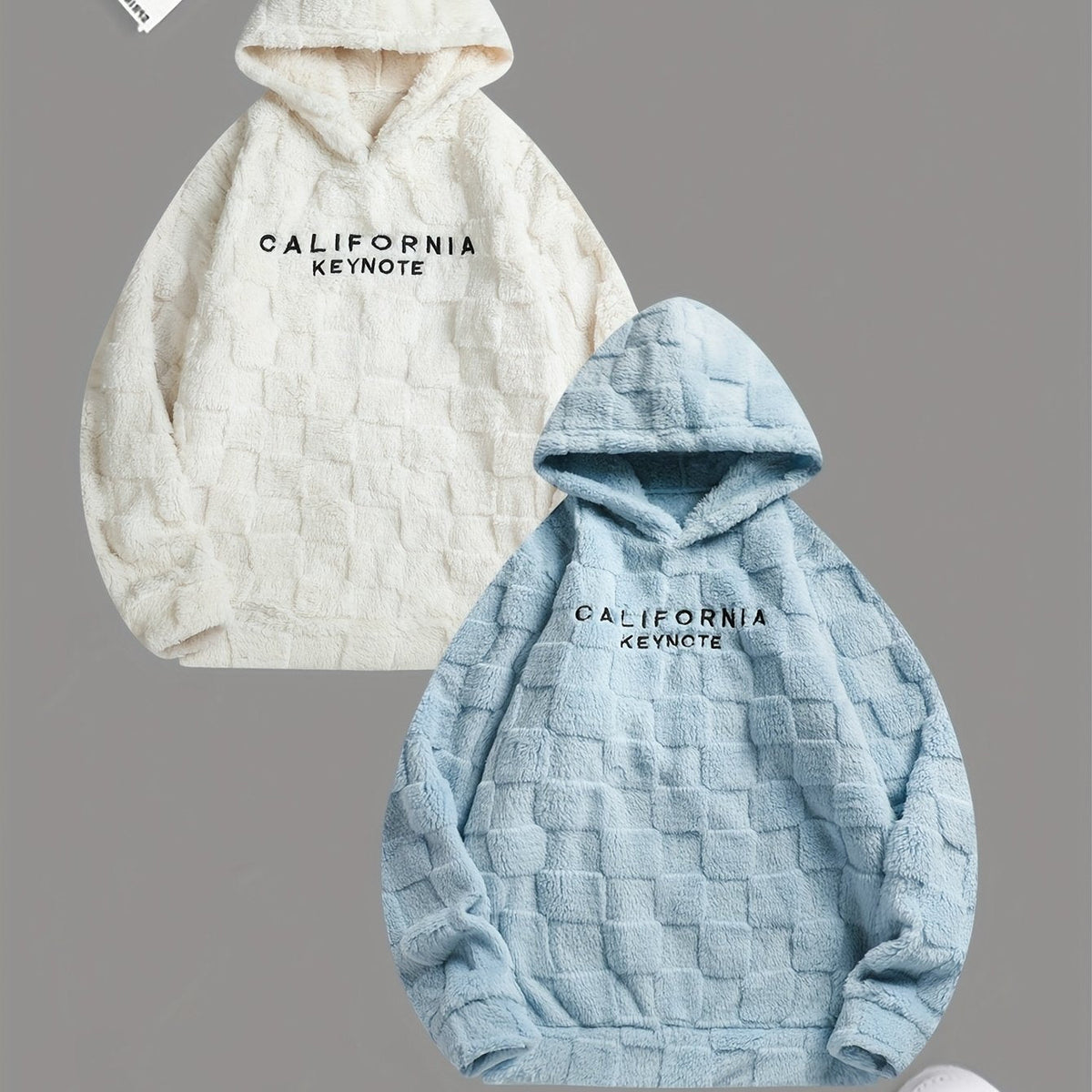 Embroidered Fleece Hoodie Unisex Loose-Fit Winter Plush Comfort Sweatshirt For Daily Wear