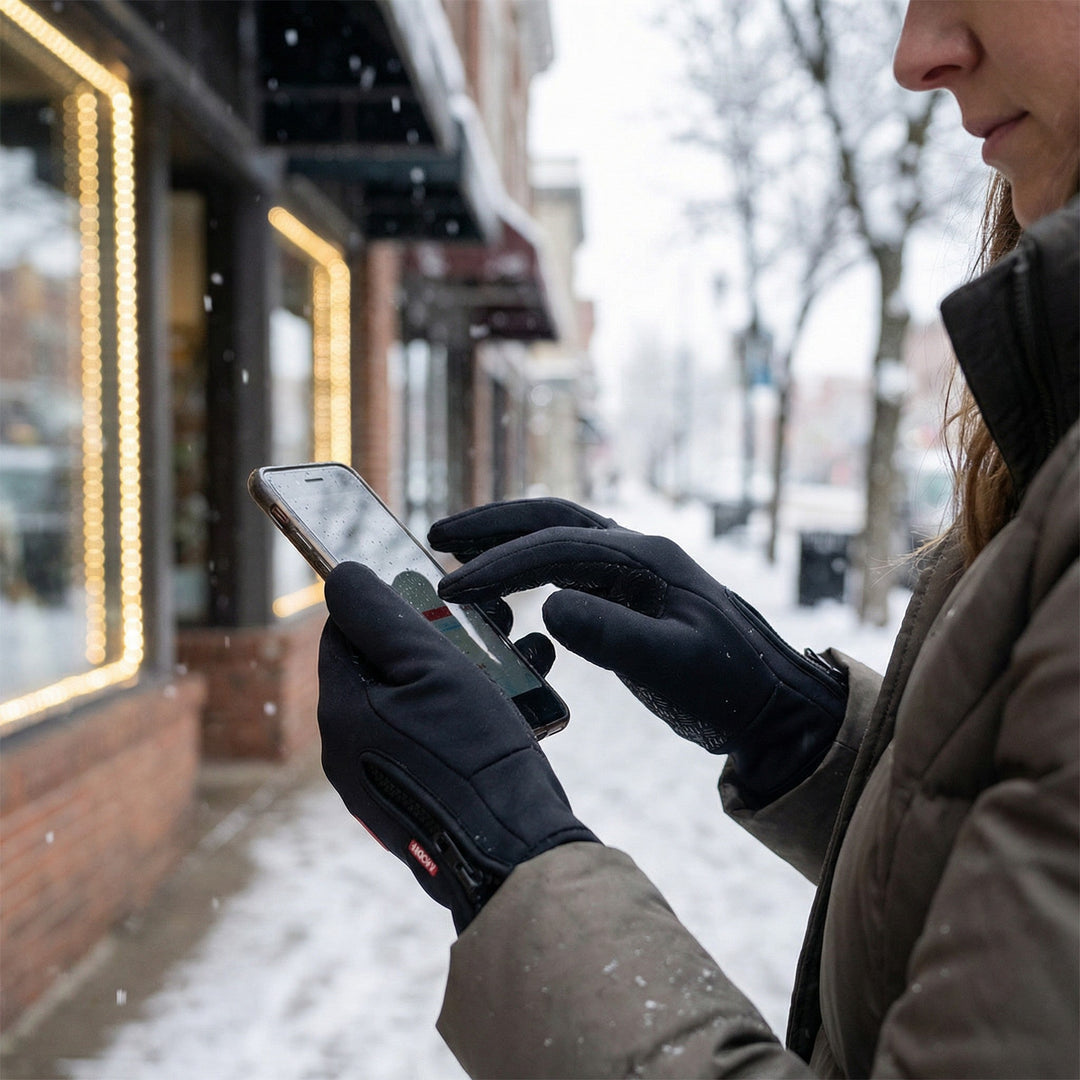 Fleece Lined Thermal Winter Gloves with Touchscreen Fingers and Anti Slip Grip