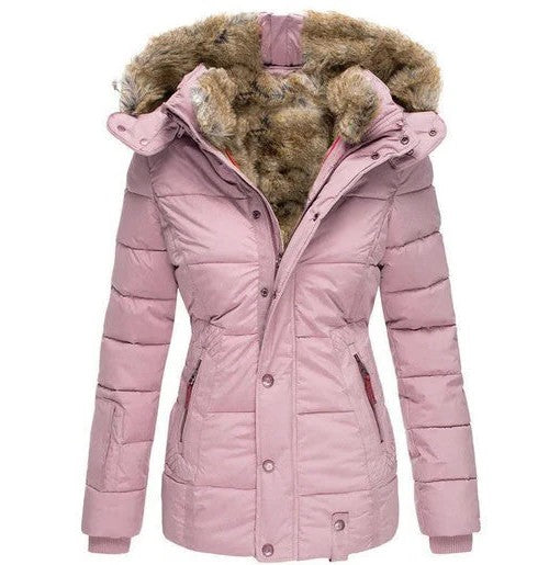 Thermal Parka Jacket with Plush Fleece Lining and Faux Fur Hood