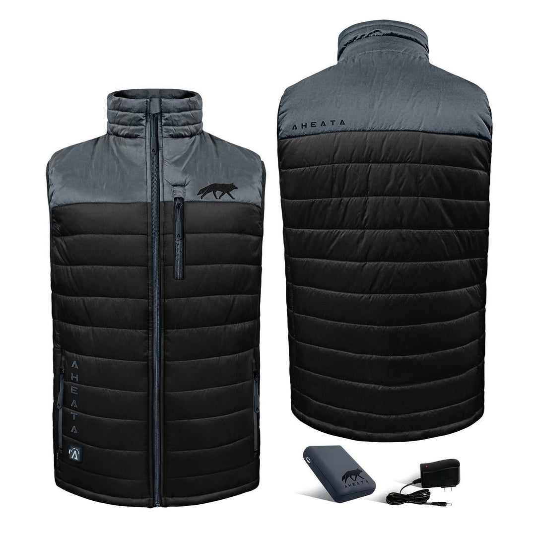 Men Electric Heated Puffer Vest with Rechargeable Battery Pack for Winter Outdoor Warmth