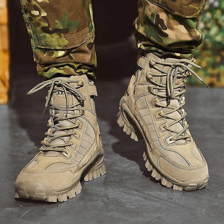Durable Lace Up High Top Outdoor Combat Boots with Rugged Rubber Soles