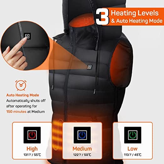 USB Rechargeable Electric Heating Body Warmer with Detachable Hood for Winter