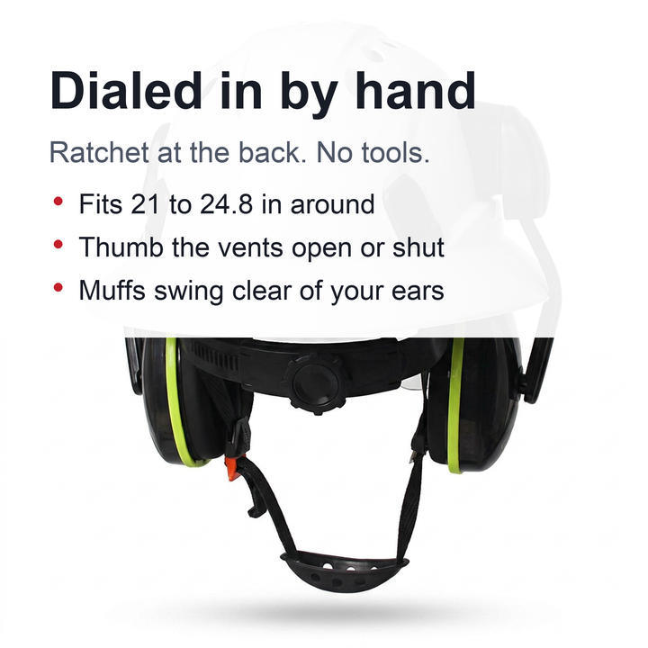 Full Brim Hard Hat With Built-In Eye Shield And Earmuffs