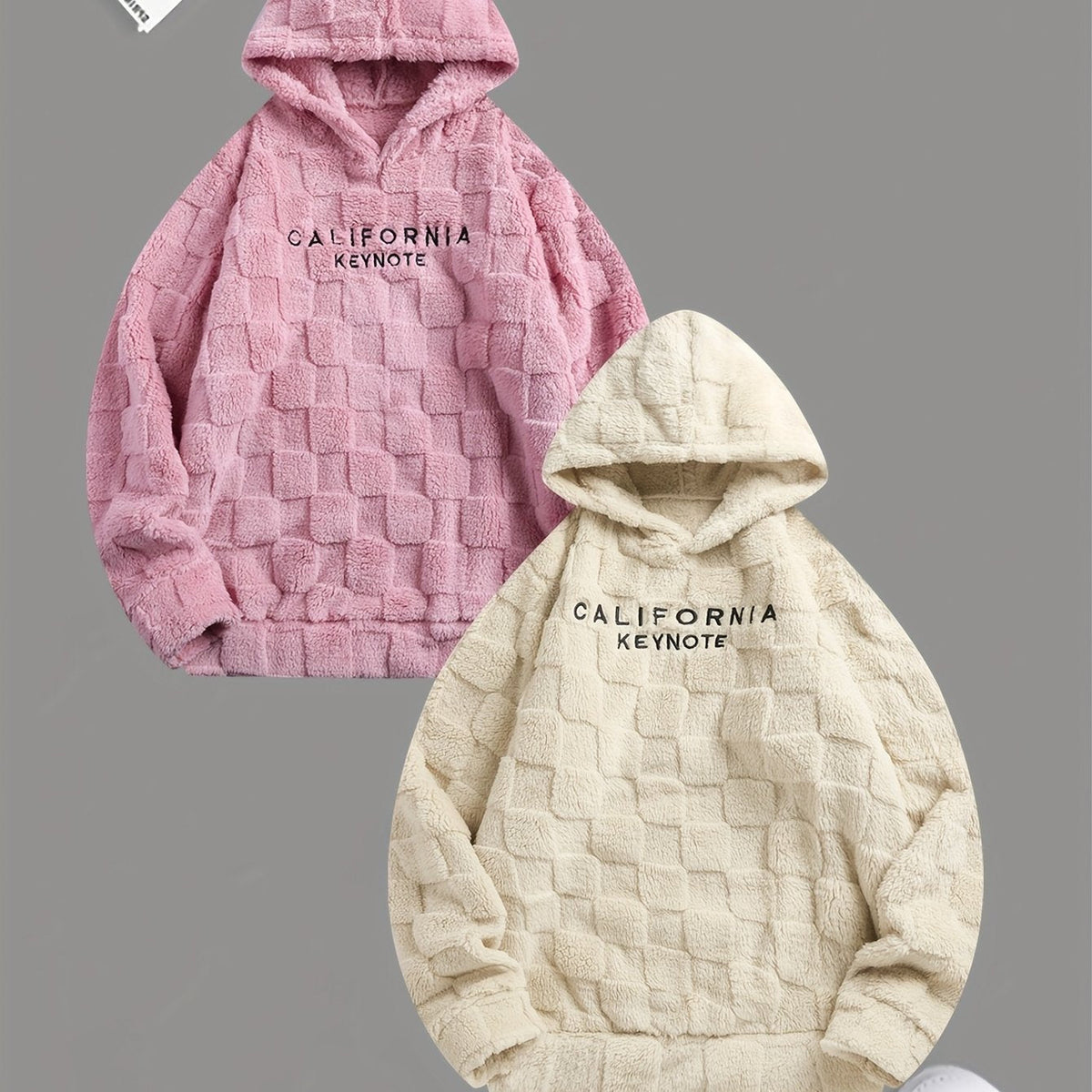 Embroidered Fleece Hoodie Unisex Loose-Fit Winter Plush Comfort Sweatshirt For Daily Wear