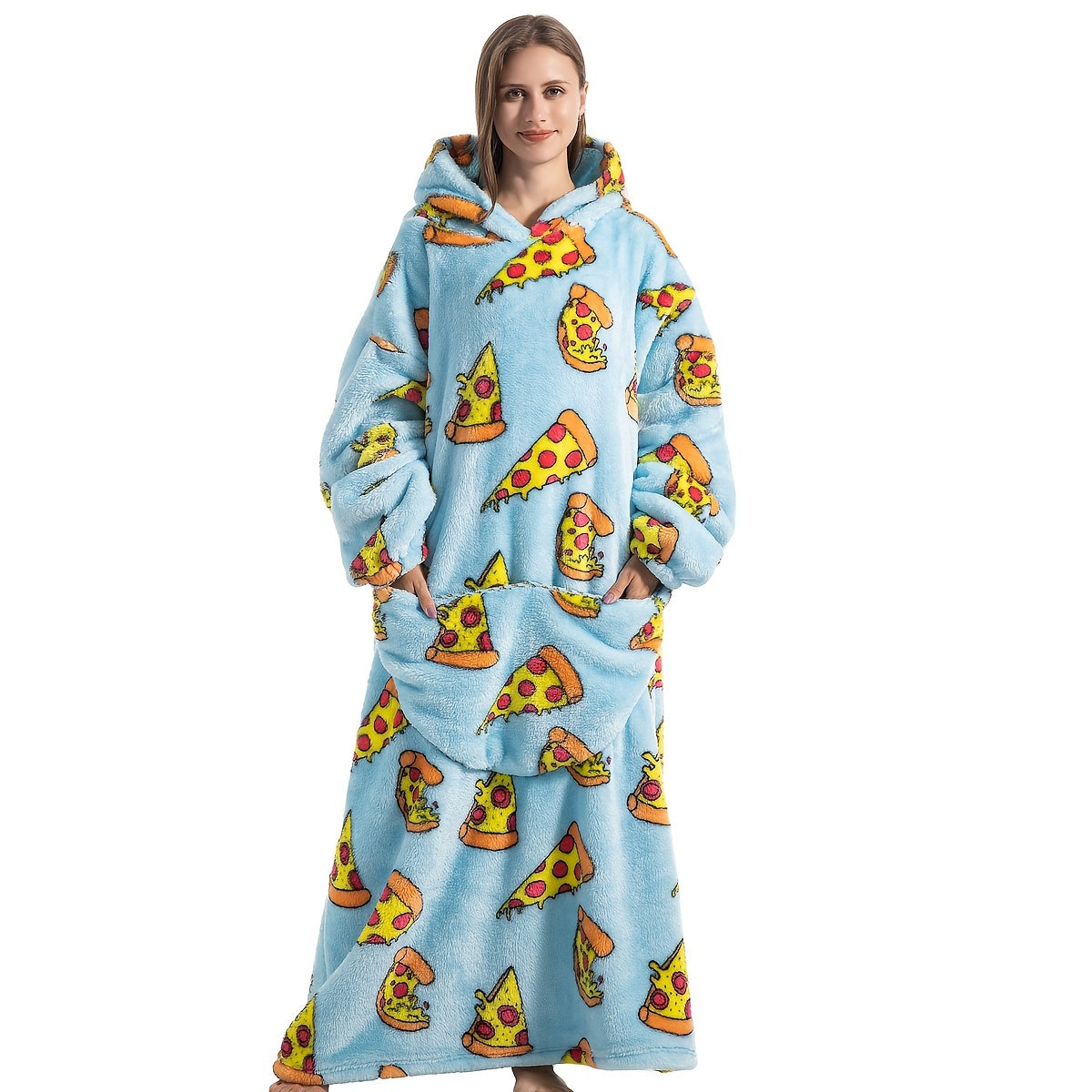 Wearable Blanket Hoodie Oversized Plush Fleece Panda Sweatshirt With Pocket