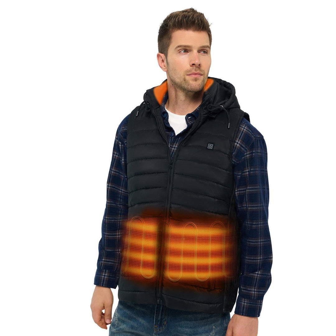 USB Rechargeable Electric Heating Body Warmer with Detachable Hood for Winter