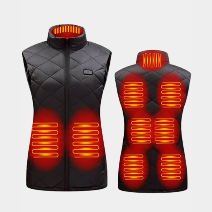 Women Electric Heated Vest with Nine Heating Zones and Dual Control Settings