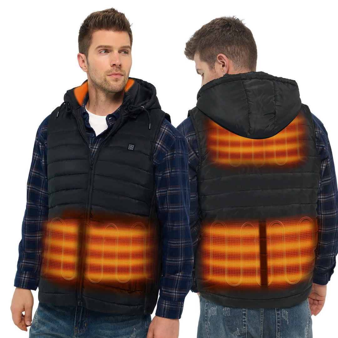 USB Rechargeable Electric Heating Body Warmer with Detachable Hood for Winter