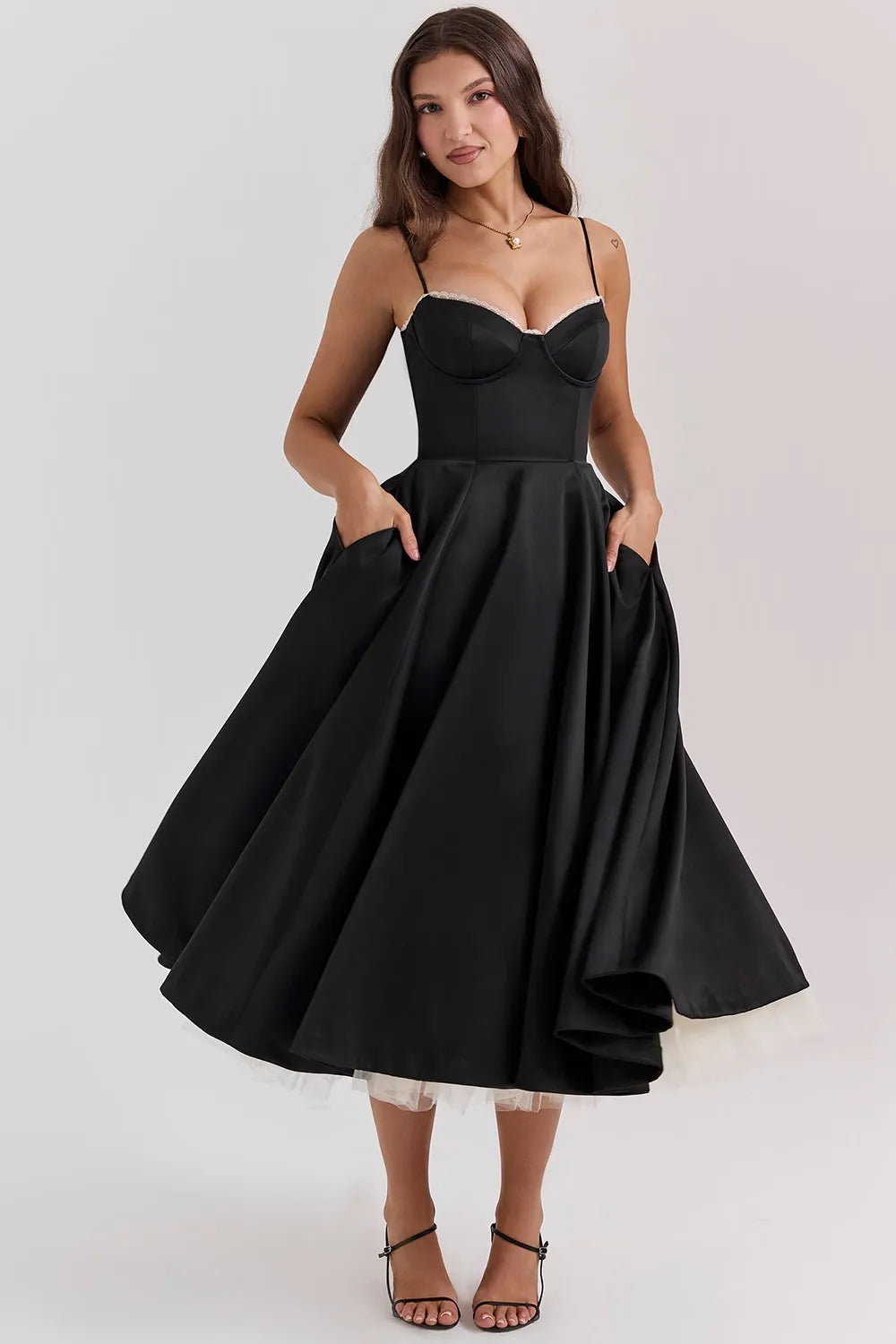 STELLA MIDI DRESS - SILKY BLACK