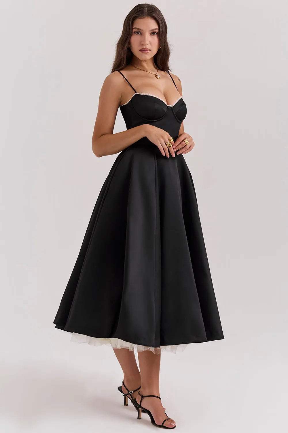 STELLA MIDI DRESS - SILKY BLACK