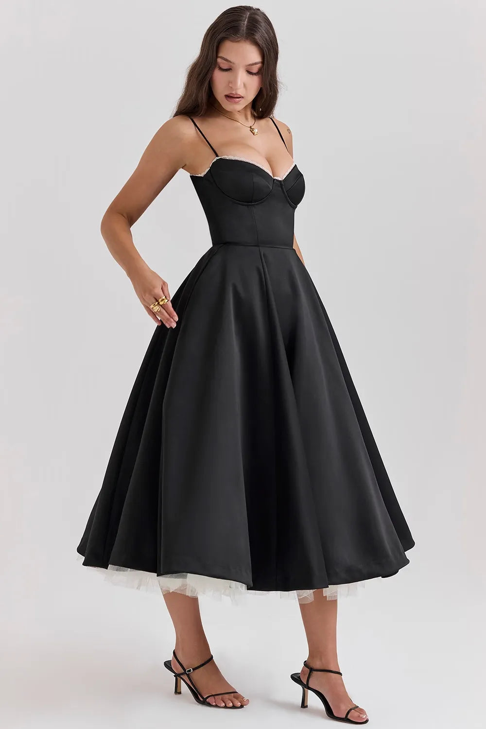 STELLA MIDI DRESS - SILKY BLACK