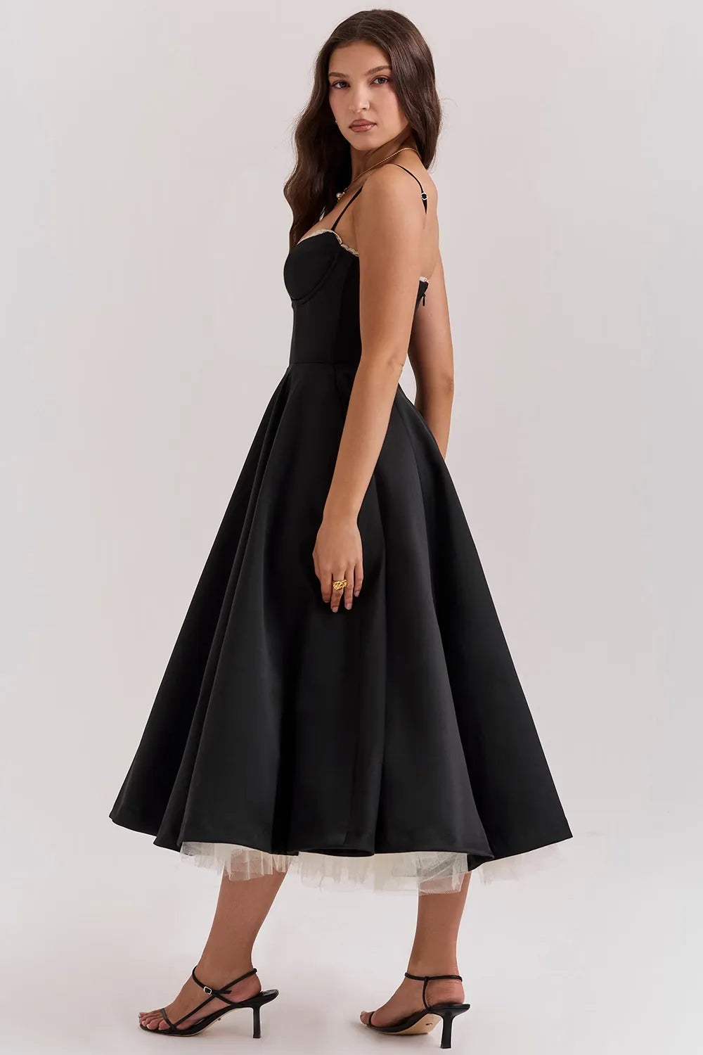 STELLA MIDI DRESS - SILKY BLACK