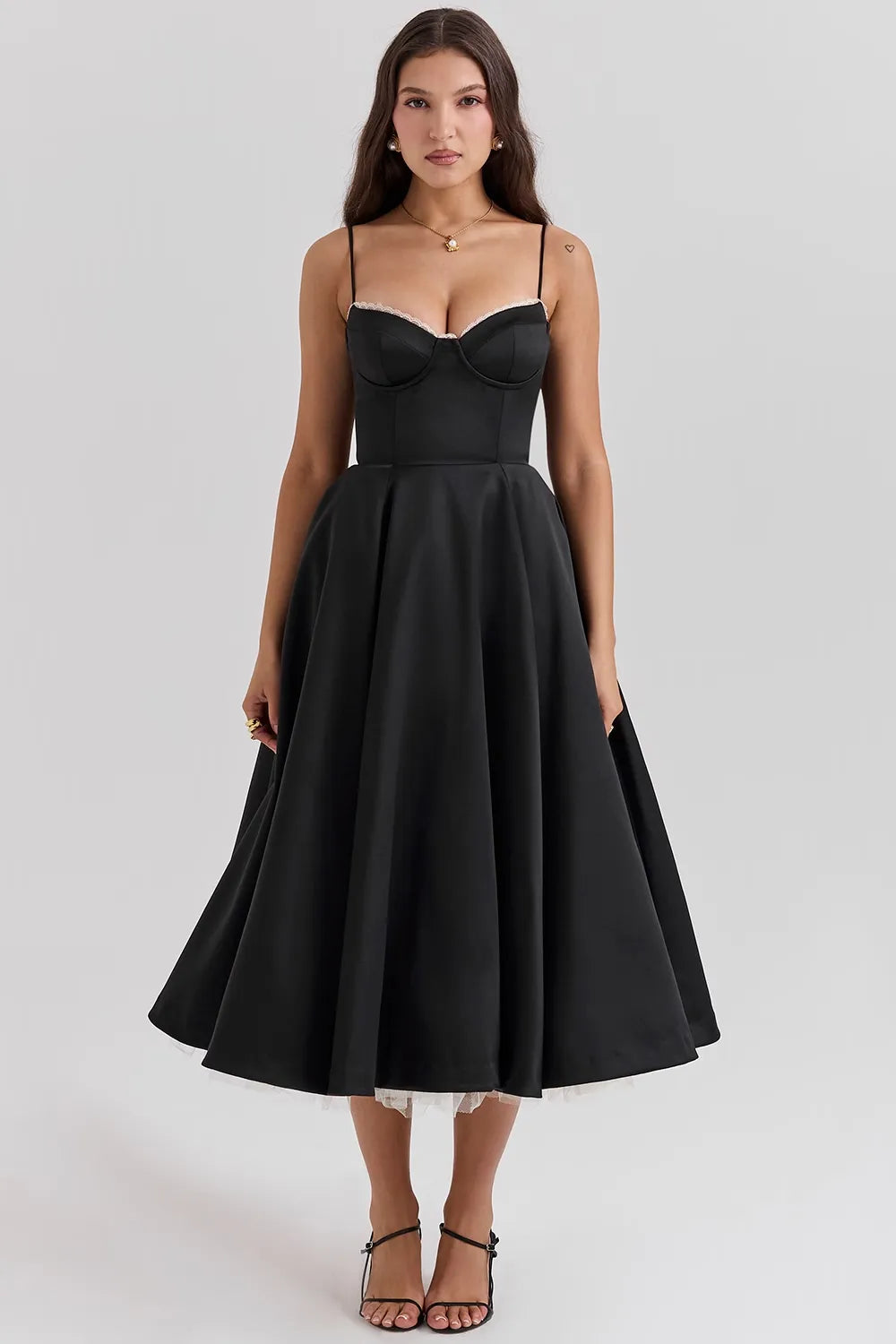 STELLA MIDI DRESS - SILKY BLACK