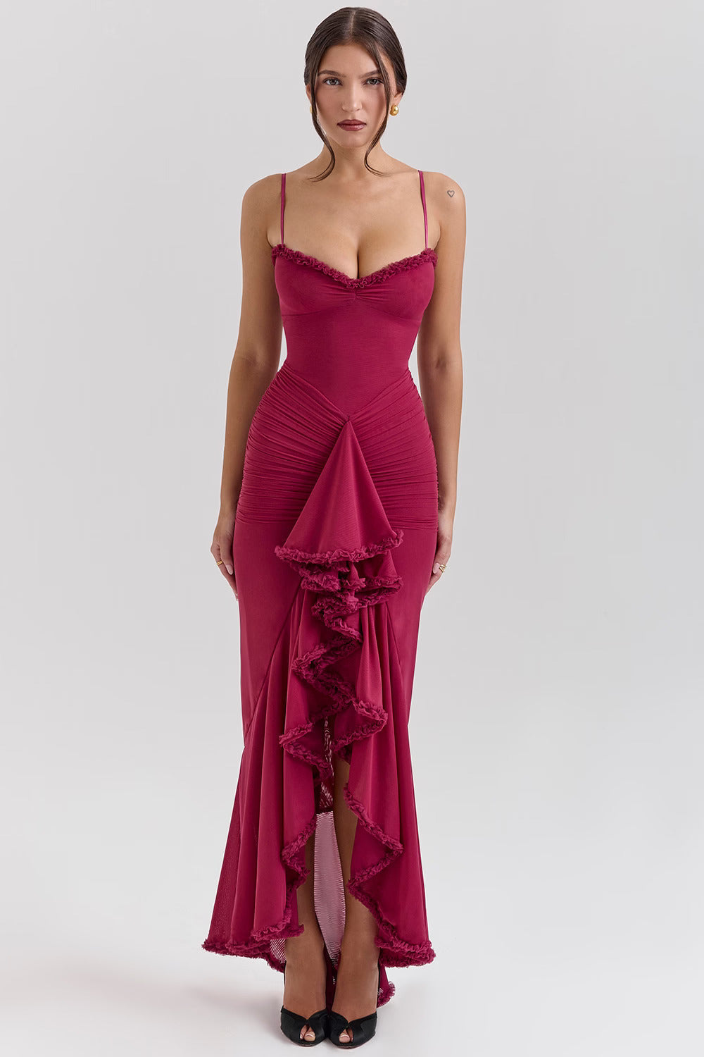 ROSALIE MAXI DRESS - BERRY RED