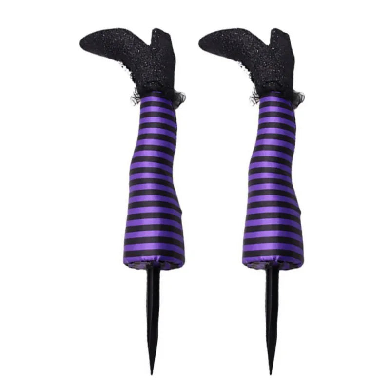 Witch Legs Yard Stakes 2-Pack Upside-Down Boots Lawn Decoration
