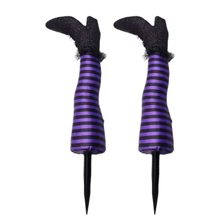 Witch Legs Yard Stakes 2-Pack Upside-Down Boots Lawn Decoration