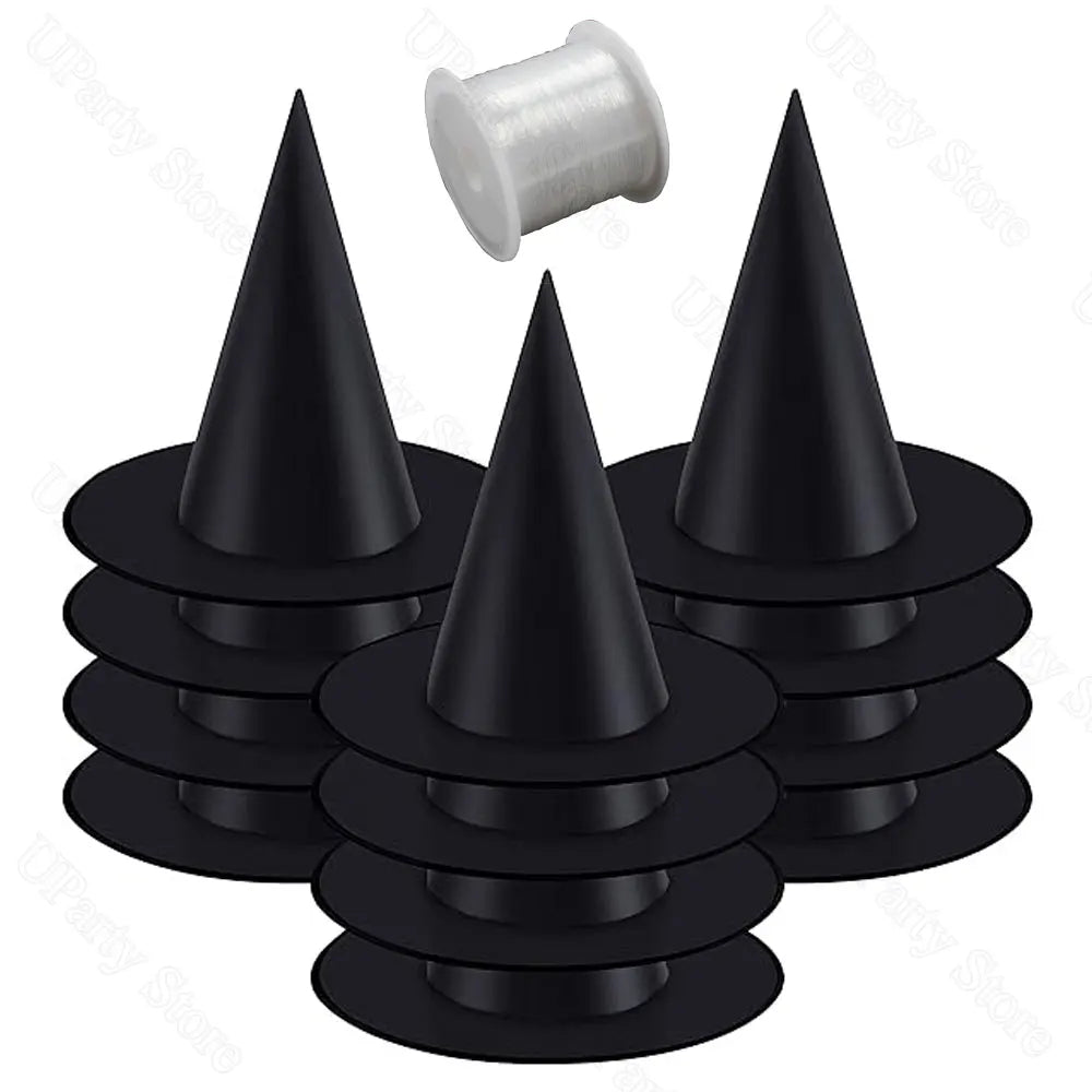 Hanging Witch Hats Bulk Black With Rope For Porch Decorations And Favors