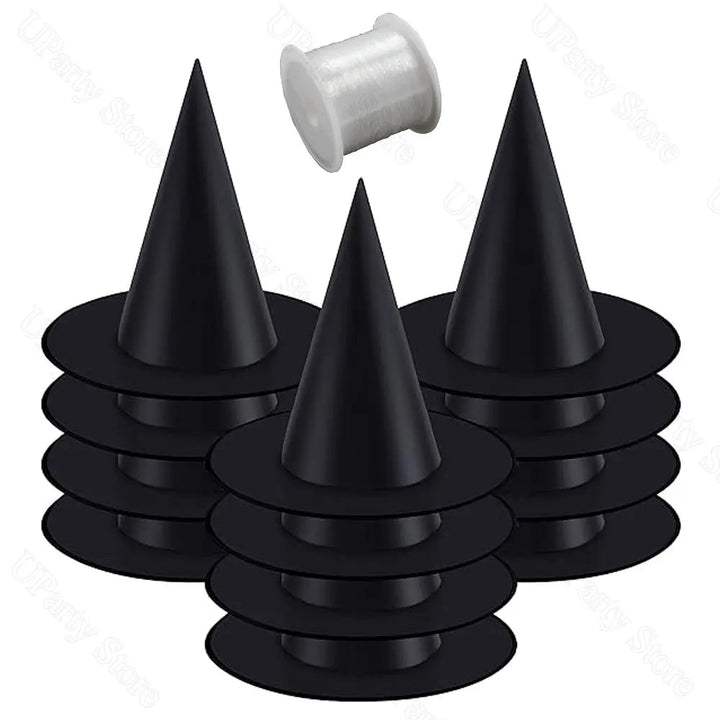 Hanging Witch Hats Bulk Black With Rope For Porch Decorations And Favors