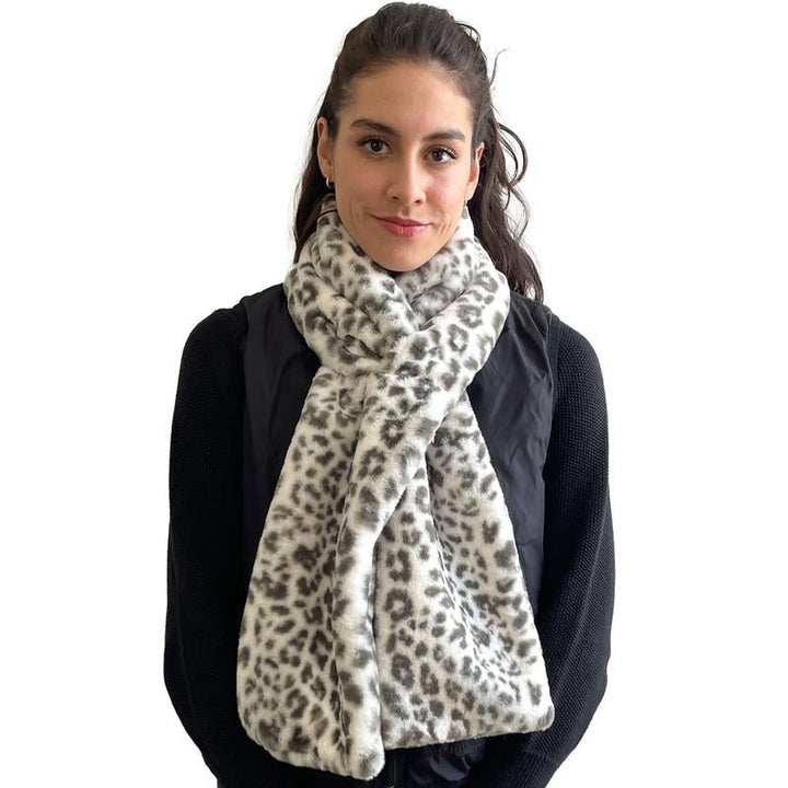 Faux Fur Pull-Through Scarf With Hidden Pocket For Winter