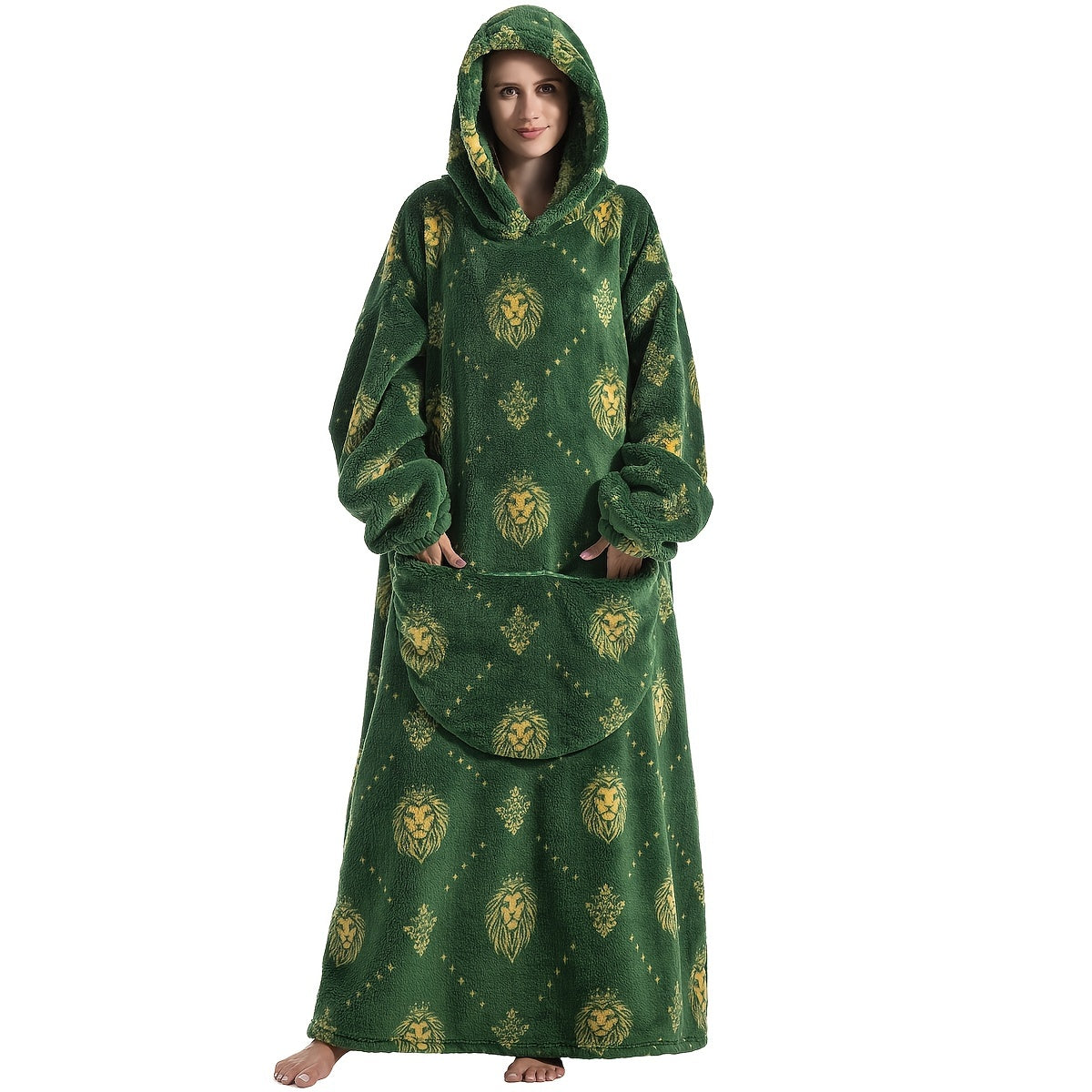 Wearable Blanket Hoodie Oversized Plush Fleece Panda Sweatshirt With Pocket