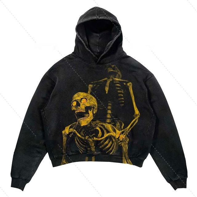 Cropped Pullover Hoodie Warm Relaxed Fit Polyester Streetwear