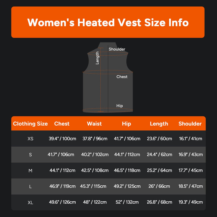 Heated Vest for Women with Six Heating Zones and Three Temperature Settings