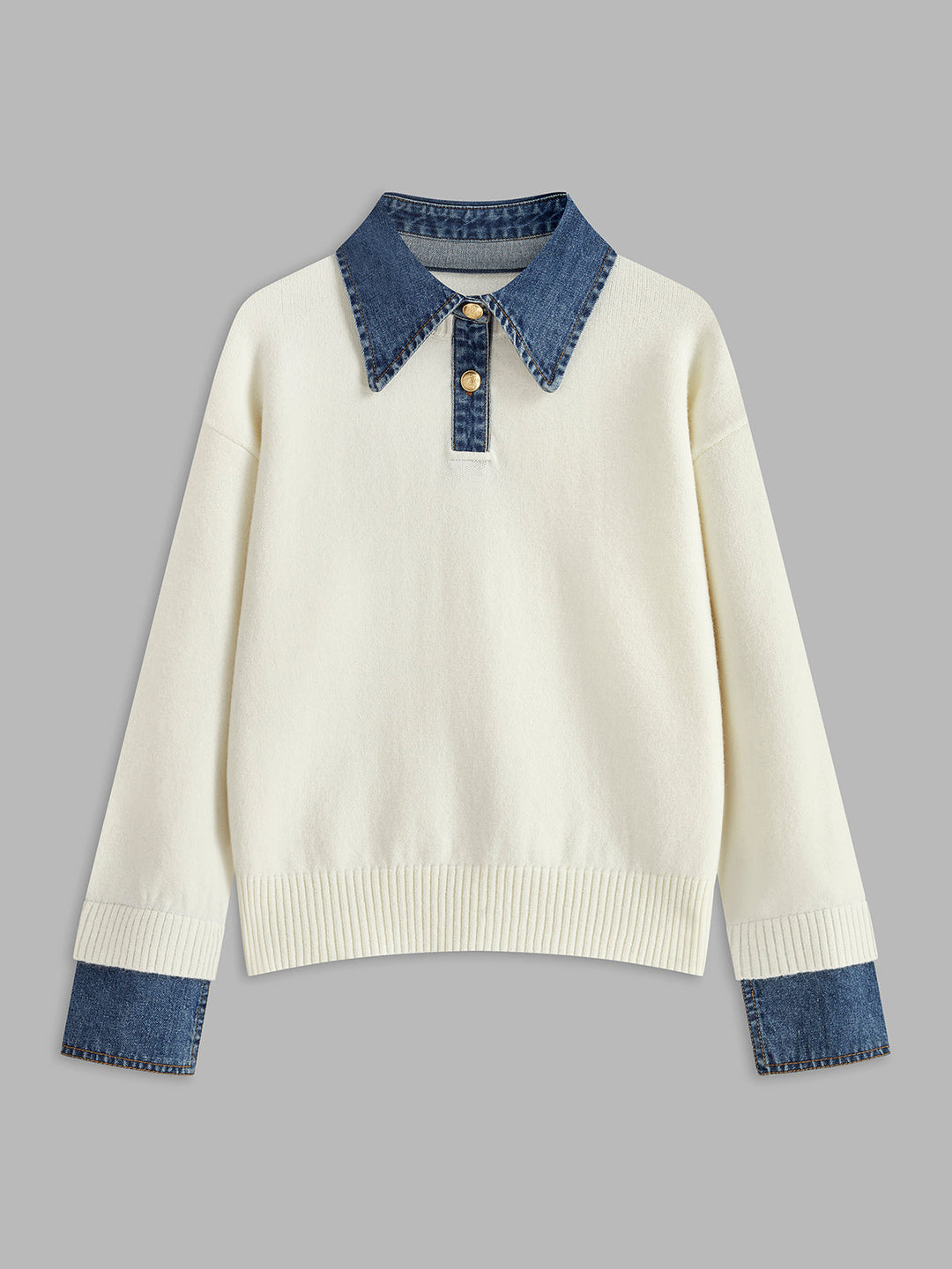 Knit Sweater Dress with Button Front and Shift Fit
