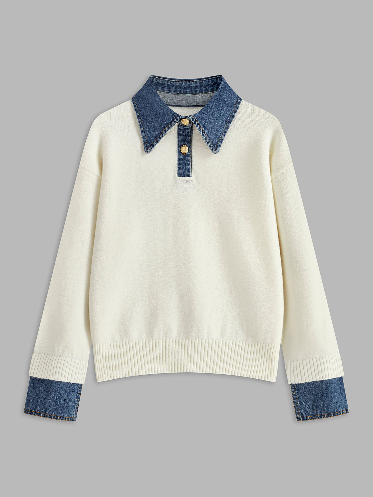 Knit Sweater Dress with Button Front and Shift Fit