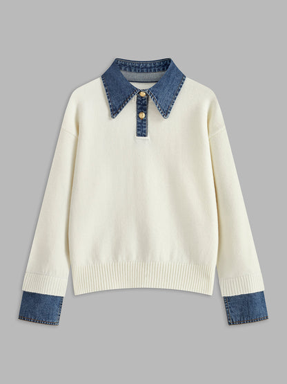 Knit Sweater Dress with Button Front and Shift Fit