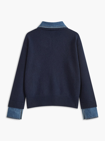Knit Sweater Dress with Button Front and Shift Fit
