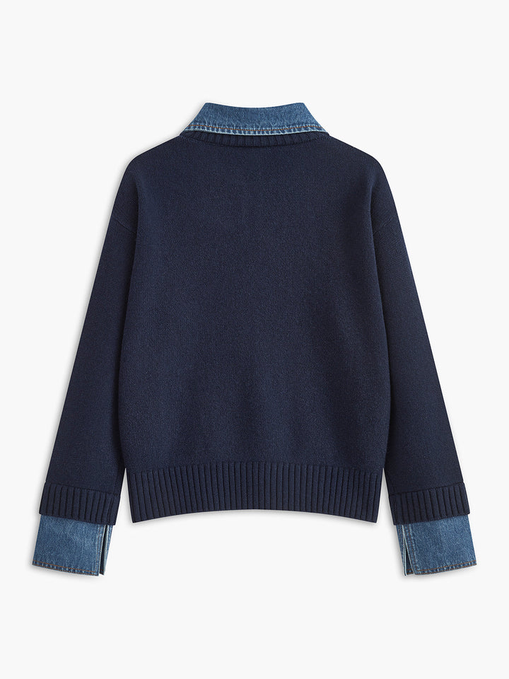 Knit Sweater Dress with Button Front and Shift Fit