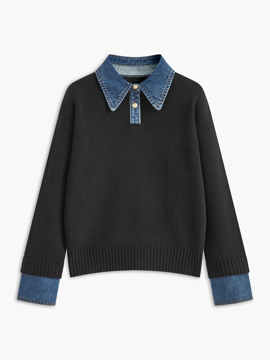 Knit Sweater Dress with Button Front and Shift Fit