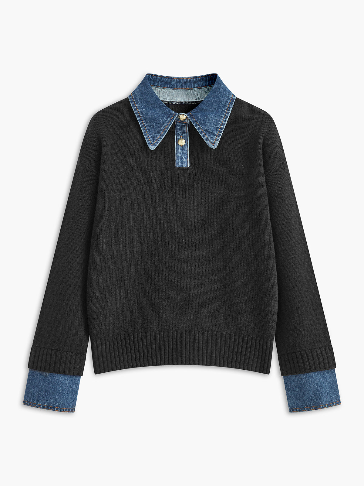 Knit Sweater Dress with Button Front and Shift Fit