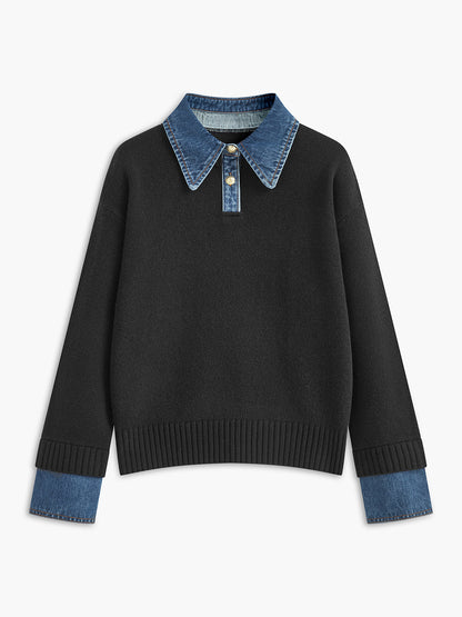 Knit Sweater Dress with Button Front and Shift Fit