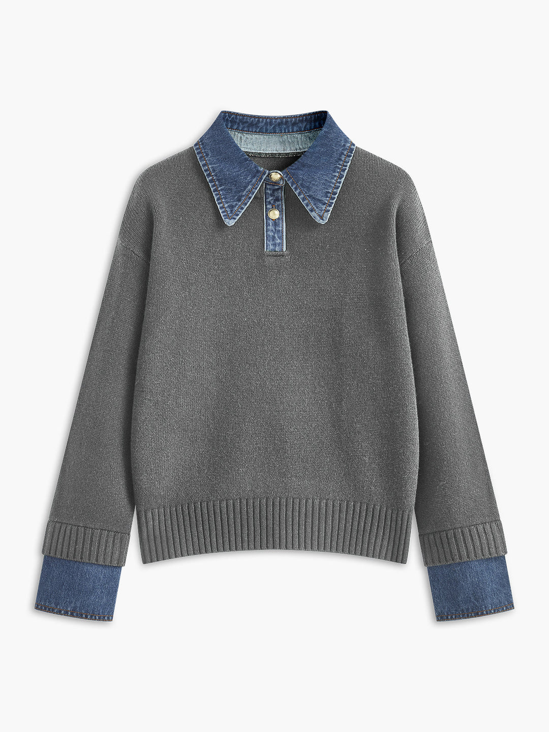 Knit Sweater Dress with Button Front and Shift Fit
