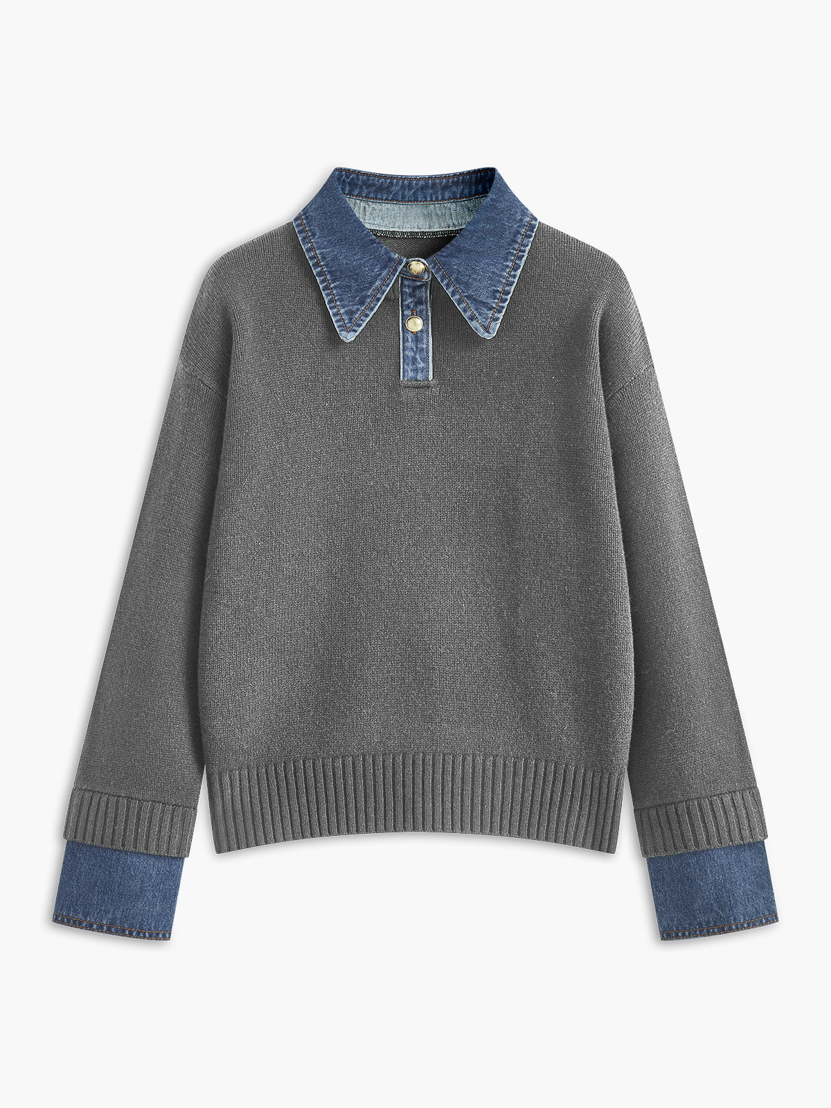 Knit Sweater Dress with Button Front and Shift Fit