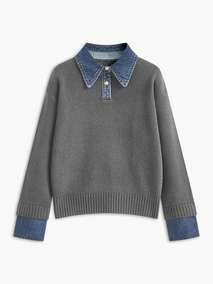 Knit Sweater Dress with Button Front and Shift Fit