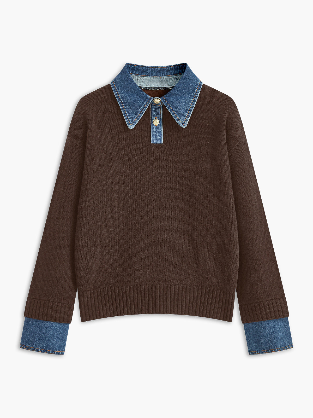 Knit Sweater Dress with Button Front and Shift Fit