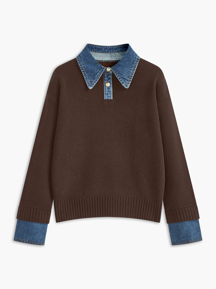 Knit Sweater Dress with Button Front and Shift Fit